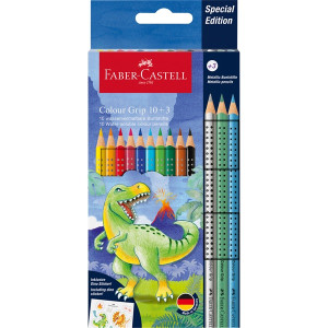 Faber-Castell Grip Dinoszaurusz 10+3 db háromszögletű színes ceruza készlet