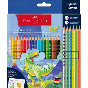 Faber-Castell Grip Dinoszaurusz 18+6 db háromszögletű színes ceruza készlet