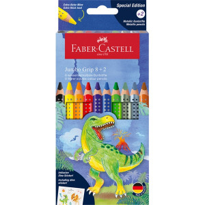 Faber-Castell Grip Jumbo Dinoszaurusz 8+2 db háromszögletű színes ceruza készlet