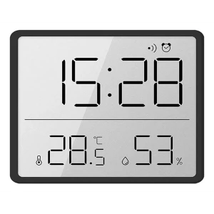 IRIS DC-111-B hőmérséklet és páratartalom kijelzéssel, ébresztő funkcióval fekete digitális óra