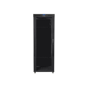 Lanberg FF01-8842-12BL 19" 42U SZÉL:800 MÉLY:800 MAG:2097 lapraszerelt üvegajtós fekete rack szekrény