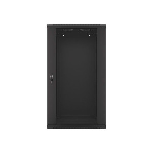 Lanberg WF01-6622-10B 19" 22U SZÉL:600 MÉLY:600 MAG:1085 lapraszerelt üvegajtós fekete fali rack szekrény