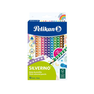 Pelikan Silverino 12 színű vastag, háromszögletű színesceruza készlet