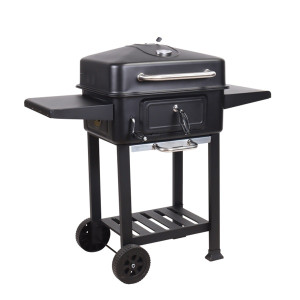 TOO BG-200B fekete BBQ faszenes grillkocsi két oldalsó asztallal