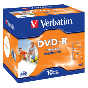 VERBATIM 43521 DVD-R 4,7GB/16x/nyomtatható felület/egyszer írható DVD 10db/csomag