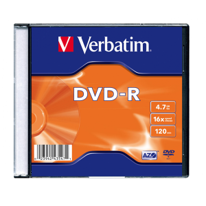 VERBATIM 43547 DVD-R 4,7GB/16x/matt ezüst írható felület/egyszer írható DVD 100db(5x20)/csomag