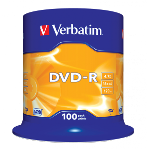 VERBATIM 43549 DVD-R 4,7GB/16x/matt ezüst írható felület/egyszer írható DVD 100db/csomag