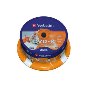 VERBATIM DVDV-16B25PP DVD-R cake box nyomtatható DVD lemez 25db/csomag