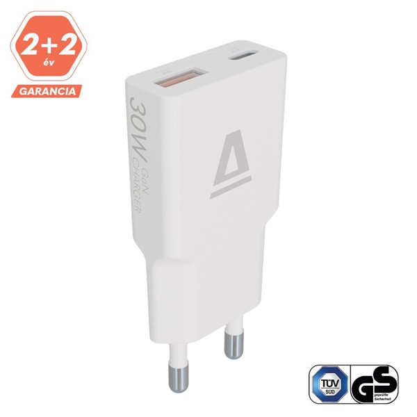 AVAX CH641W NANO SLIM 30W USB-C (PD3.0)+USB-A (QC3.0) fehér hálózati töltő