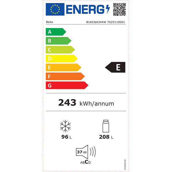 Beko B1RCNA344W alulfagyasztós hűtőszekrény