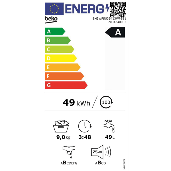Beko BM3WFSU39413WPBB elöltöltős mosógép