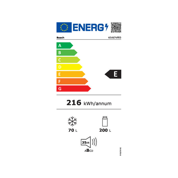 Bosch KIV87VFE0 beépíthető alulfagyasztós hűtőszekrény