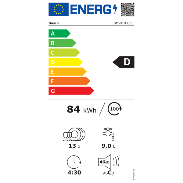 Bosch SMV4HTX00E beépíthető 13 terítékes mosogatógép