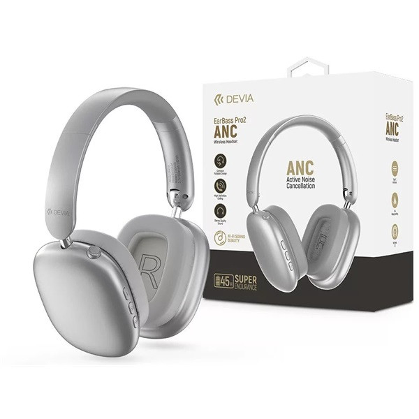 Devia ST121843 EarBass Pro2 ANC Bluetooth ezüst sztereó fejhallgató