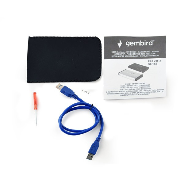 Gembird 2.5" USB3.0 SATA külső ház piros