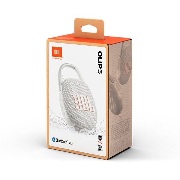 JBL Clip 5 WHT fehér hordozható Bluetooth hangszóró