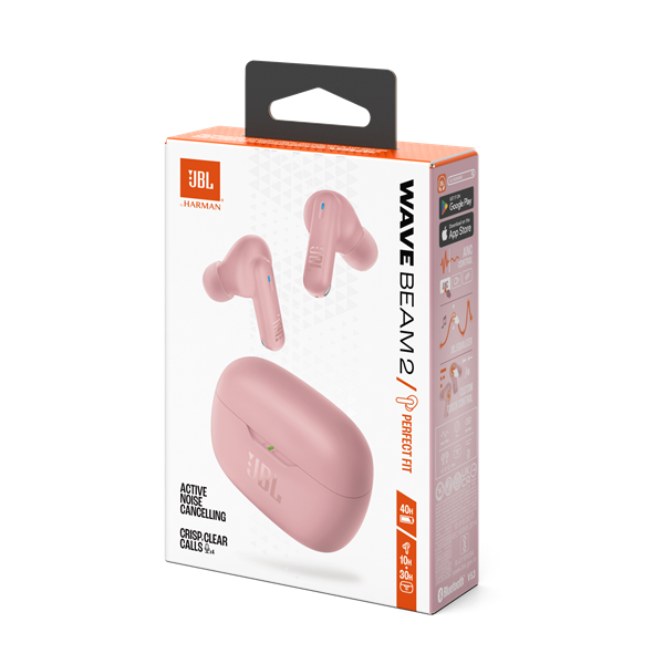 JBL Wave Beam 2 True Wireless Bluetooth aktív zajszűrős pink fülhallgató
