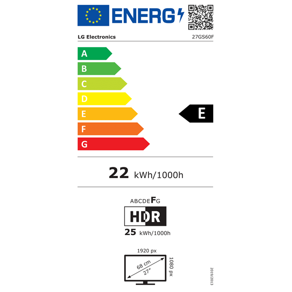 LG 27" 27GS60F-B UltraGear FHD IPS 180Hz HDMI/DP gamer monitor