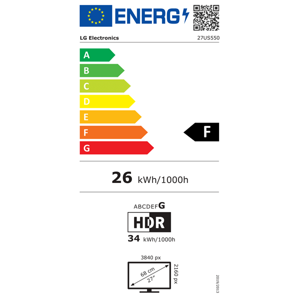 LG 27" 27US550-W.AEU 4K UHD IPS HDMI/DP monitor