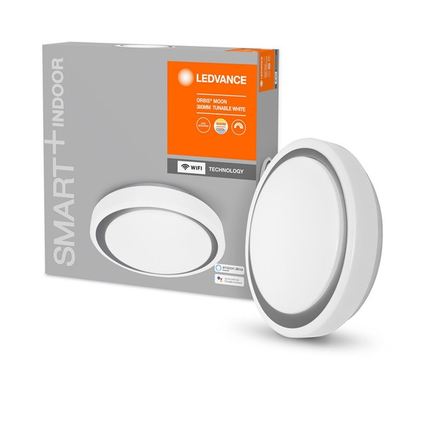 Ledvance Smart+ WiFi menny. okos lámpa Ceiling Moon, ezüst gyűrűvel, áll. színhőm. 380mm okos, intelligens lámpatest