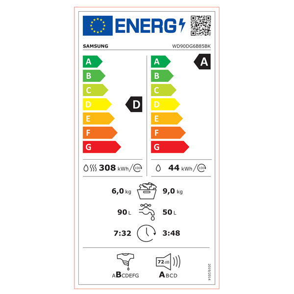Samsung WD90DG6B85BKU4 mosó-szárítógép