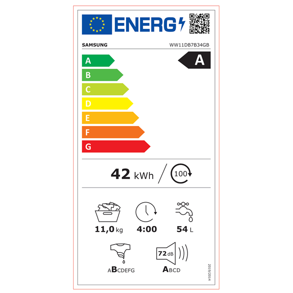 Samsung WW11DB7B34GBU4 fekete 11 kg elöltöltős mosógép