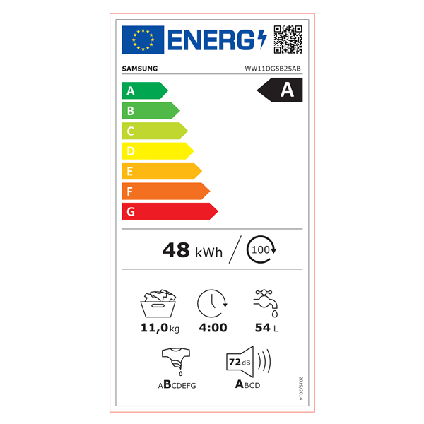 Samsung WW11DG5B25ABLE fekete 11 kg elöltöltős mosógép