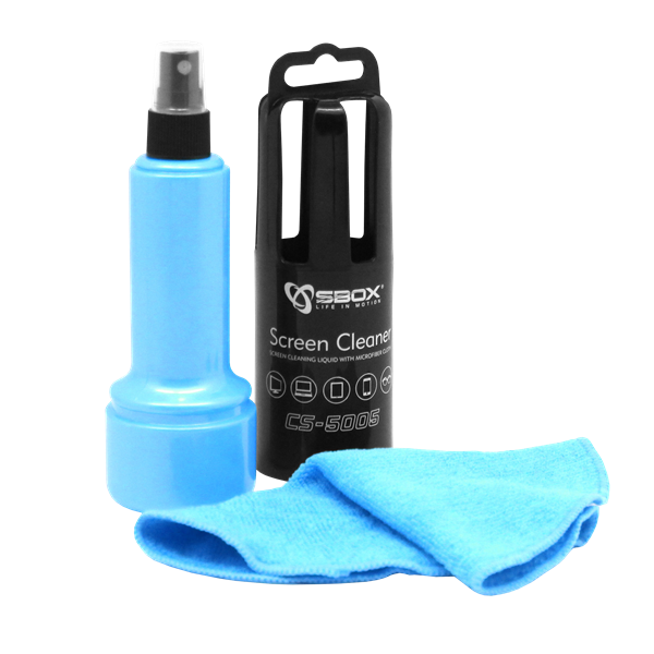 Sbox CS-5005B tisztító folyadék (150ml) + kék mikroszálas kendő