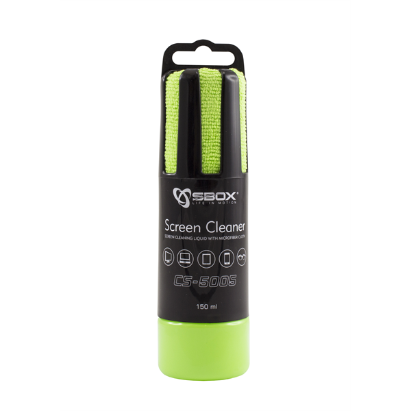 Sbox CS-5005G tisztító folyadék (150ml) + zöld mikroszálas kendő