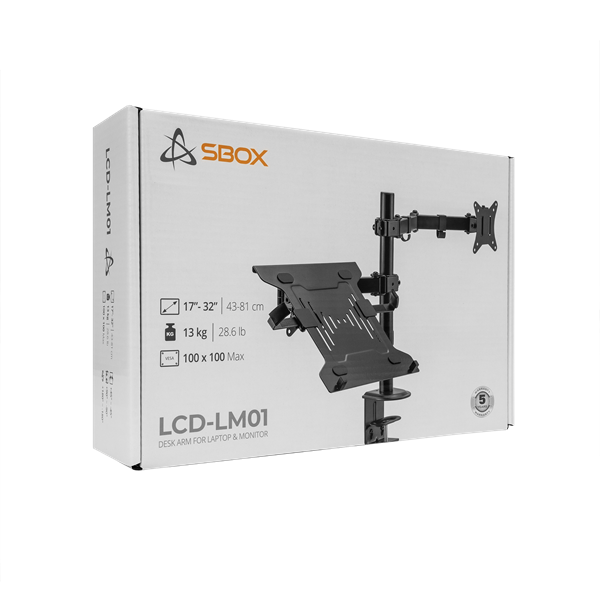 Sbox LCD-LM01-2 13"-27" asztali laptop és monitor tartó konzol