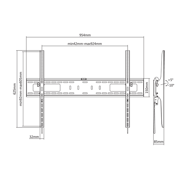Sbox PLB-4269T 60"-100" dönthető fali TV konzol