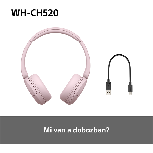 Sony WH-CH520 Bluetooth rózsaszín fejhallgató