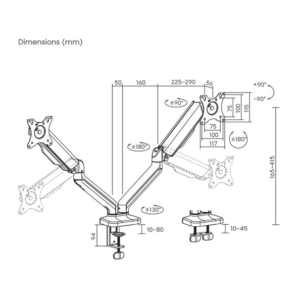 Stell SOS 2121 17"-32" kétkaros asztali monitor tartó konzol