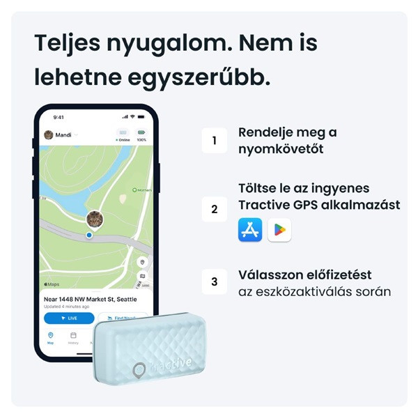 Tractive GPS CAT Mini menta macska GPS nyomkövető és tevékenységfigyelő