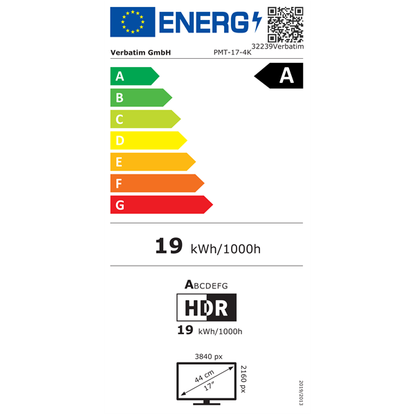 Verbatim 17,3" 32239 PMT-17-4K UHD hordozható érintőkijelzős monitor