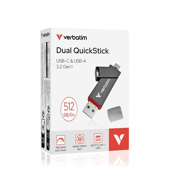 Verbatim 32042 512GB USB 3.2 Gen 1 A/USB-C Dual QuickStick Flash Drive