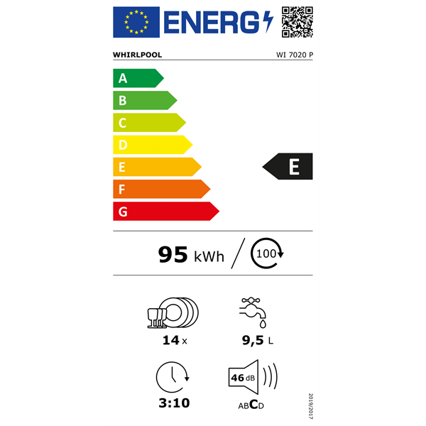 Whirlpool WI 7020 P beépíthető 14 terítékes mosogatógép
